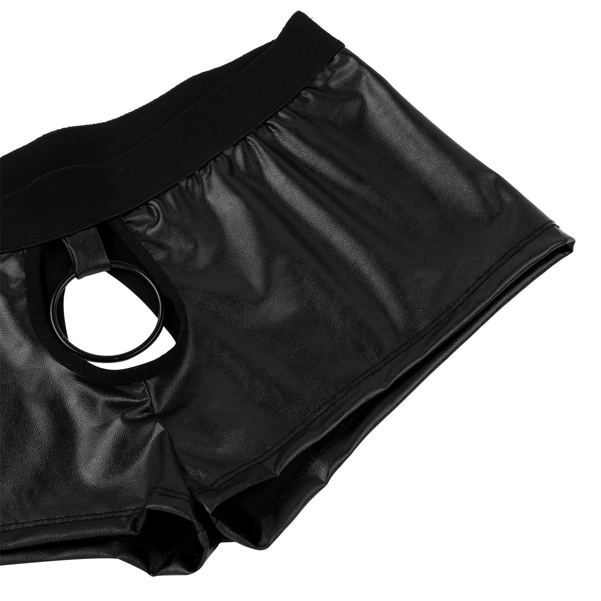 Mens Lingerie Latex Panties Leather Underwear Exotic Sex Underwear Hot Sexy Cut Out Boxer Shorts with Ball Lifter Penis Hole